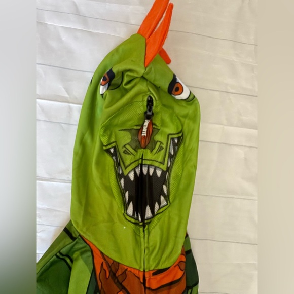 Fortnite Hoodie Boys M Green Dino Rex Costume Full Zip Cosplay Gamer Sweatshirt - Picture 12 of 15